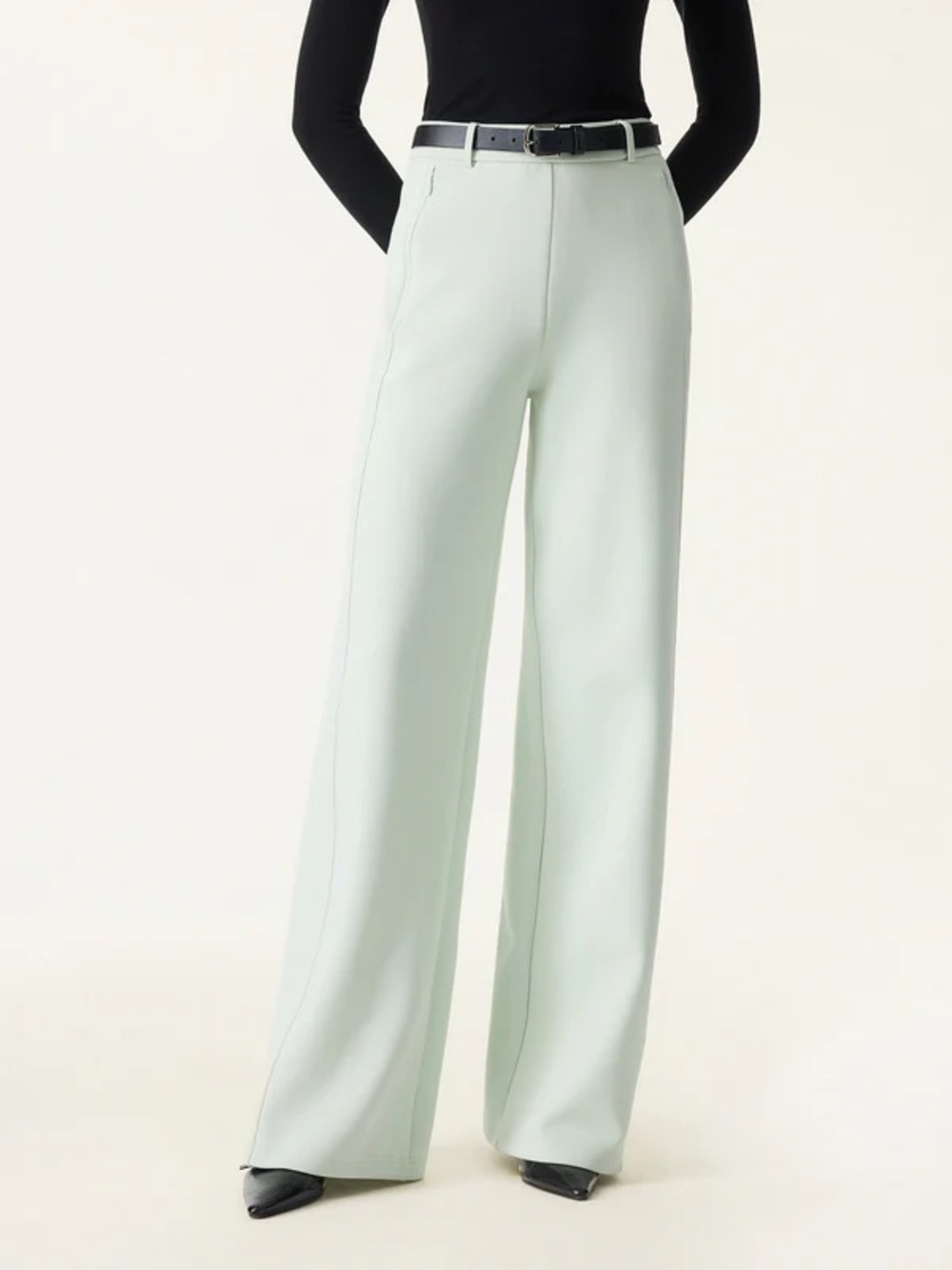 OGL Stretch Cotton Blend Slimming High Rise Wide Leg Pant